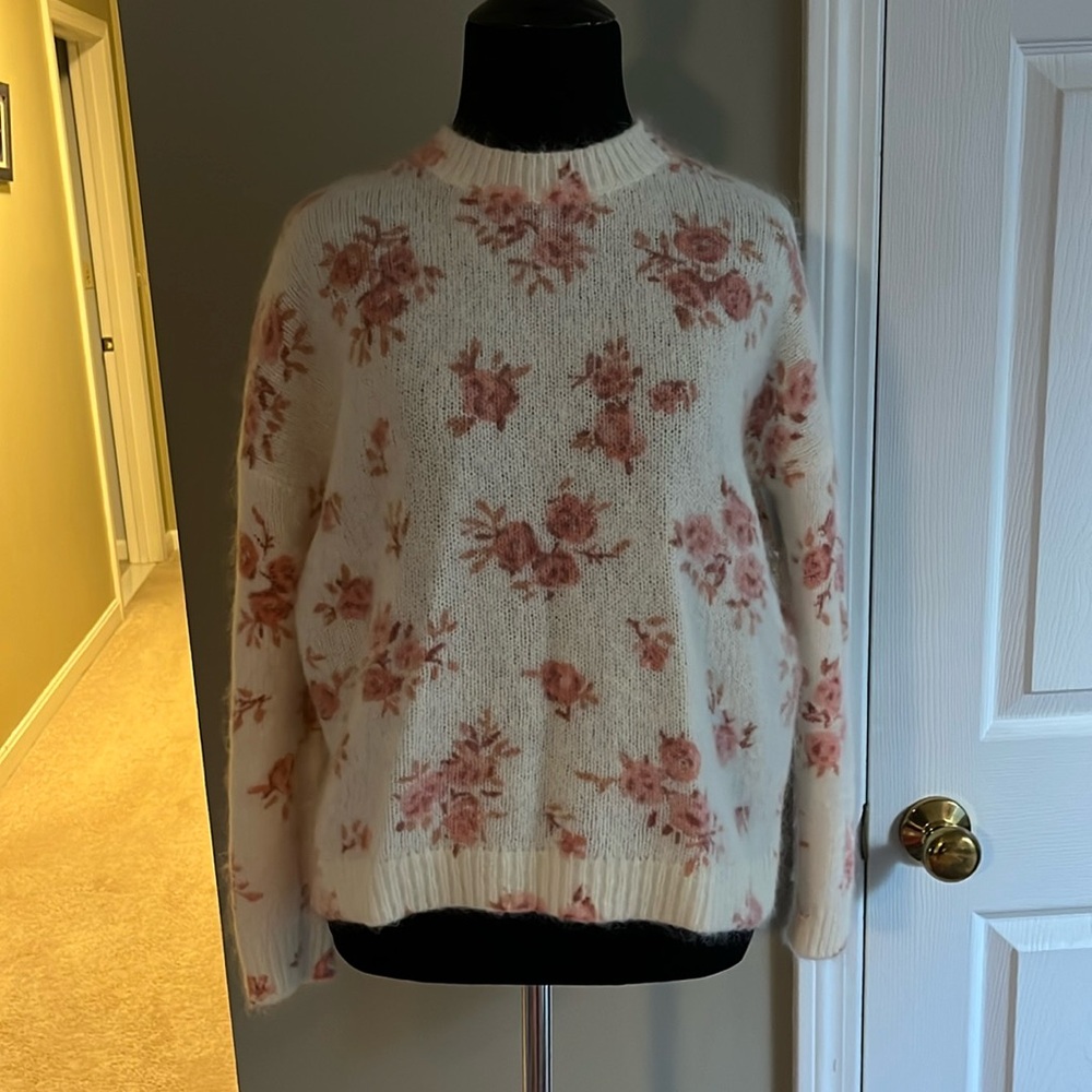 COPY - Sézane Eloisa jumper, ecru with pink floral